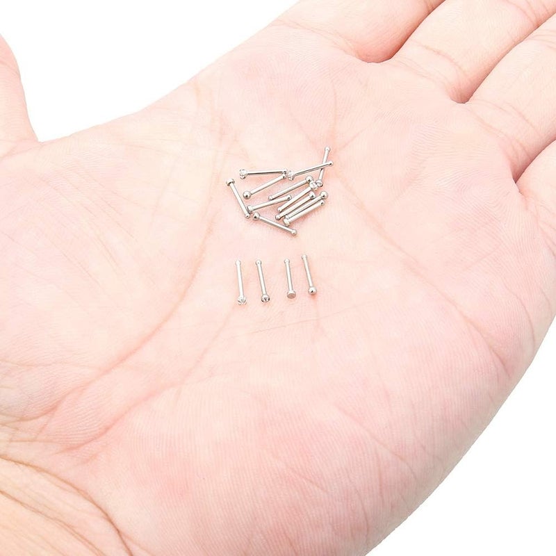 Hoeudjo Nose Studs Surgical Steel Cubic Zirconia Nose Rings Kit for Women Men Tiny Nose Stud Screw & Bone & L Shaped Nostril Rings Piercing Jewelry 22 Gauge 16 Pieces - Image 3